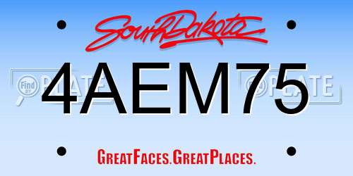 4AEM75 South Dakota License Plate