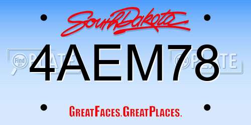 4AEM78 South Dakota License Plate