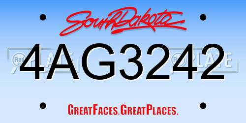 4AG3242 South Dakota License Plate