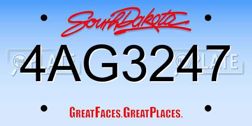 4AG3247 South Dakota License Plate