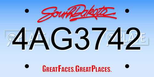 4AG3742 South Dakota License Plate