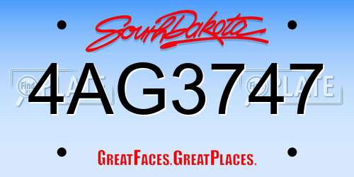 4AG3747 South Dakota License Plate