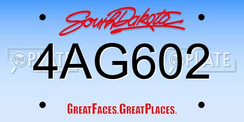 4AG602 South Dakota License Plate