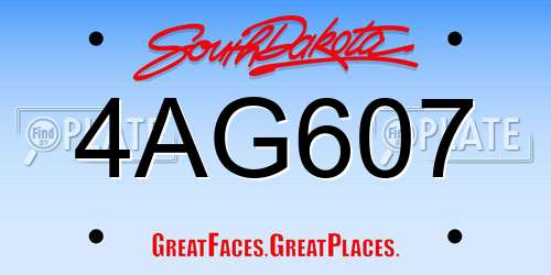 4AG607 South Dakota License Plate