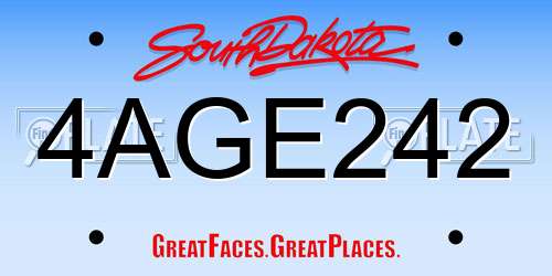 4AGE242 South Dakota License Plate