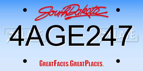 4AGE247 South Dakota License Plate