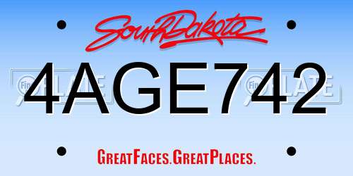 4AGE742 South Dakota License Plate