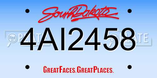 4AI2458 South Dakota License Plate