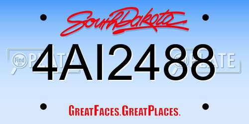 4AI2488 South Dakota License Plate