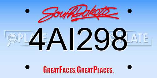 4AI298 South Dakota License Plate