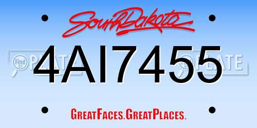4AI7455 South Dakota License Plate