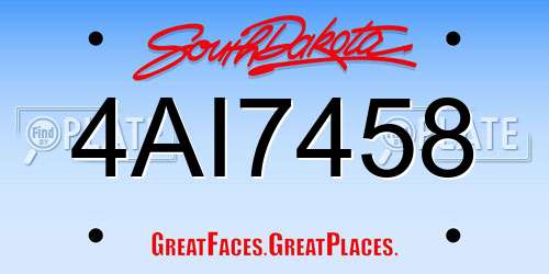 4AI7458 South Dakota License Plate