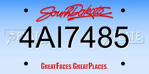 4AI7485 South Dakota License Plate