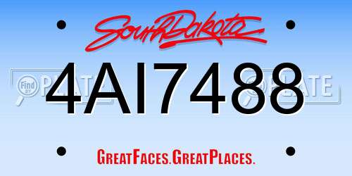 4AI7488 South Dakota License Plate