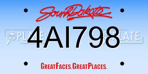 4AI798 South Dakota License Plate