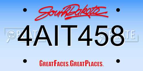 4AIT458 South Dakota License Plate