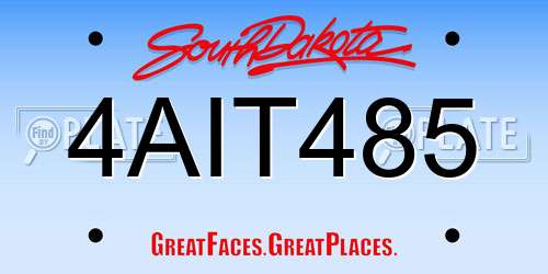 4AIT485 South Dakota License Plate