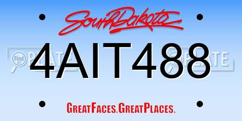4AIT488 South Dakota License Plate