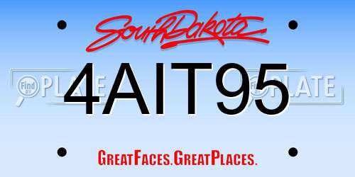 4AIT95 South Dakota License Plate