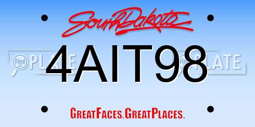 4AIT98 South Dakota License Plate
