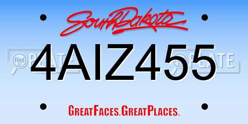 4AIZ455 South Dakota License Plate