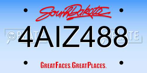 4AIZ488 South Dakota License Plate