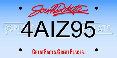 4AIZ95 South Dakota License Plate