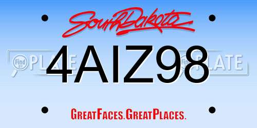 4AIZ98 South Dakota License Plate