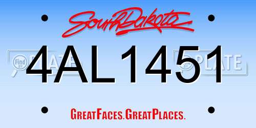 4AL1451 South Dakota License Plate