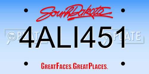 4ALI451 South Dakota License Plate