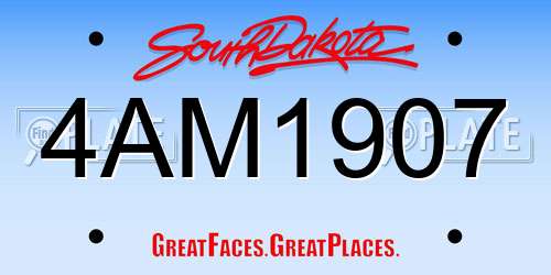 4AM1907 South Dakota License Plate