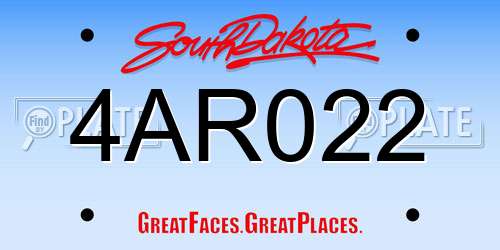4AR022 South Dakota License Plate
