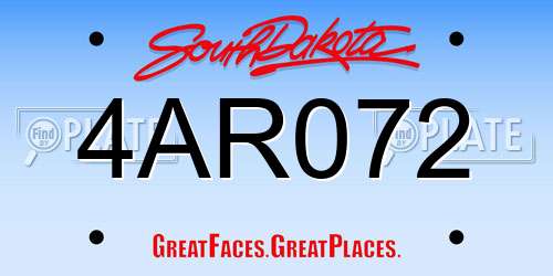 4AR072 South Dakota License Plate