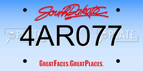 4AR077 South Dakota License Plate