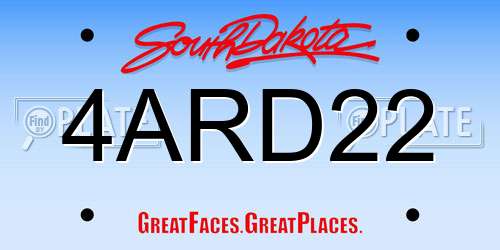 4ARD22 South Dakota License Plate