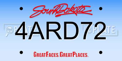 4ARD72 South Dakota License Plate