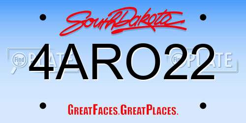 4ARO22 South Dakota License Plate