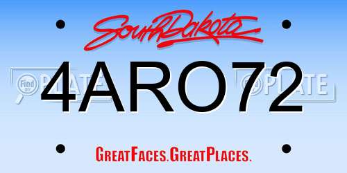 4ARO72 South Dakota License Plate