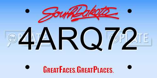 4ARQ72 South Dakota License Plate