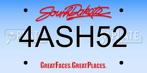 4ASH52 South Dakota License Plate