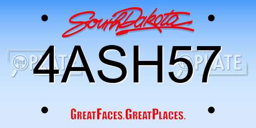4ASH57 South Dakota License Plate
