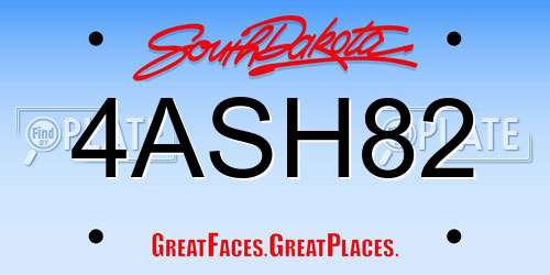 4ASH82 South Dakota License Plate