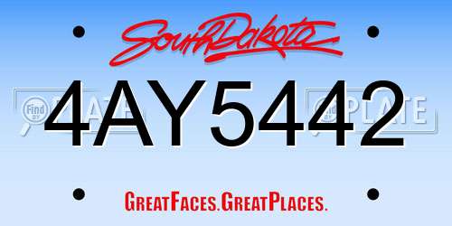 4AY5442 South Dakota License Plate