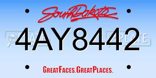 4AY8442 South Dakota License Plate
