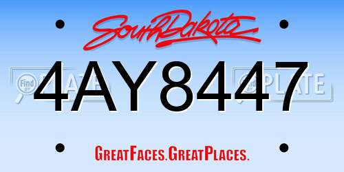 4AY8447 South Dakota License Plate