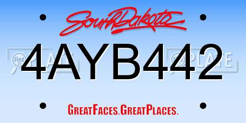 4AYB442 South Dakota License Plate