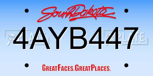 4AYB447 South Dakota License Plate