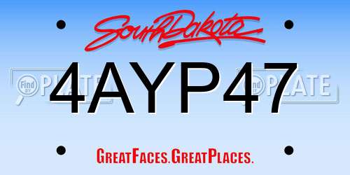 4AYP47 South Dakota License Plate