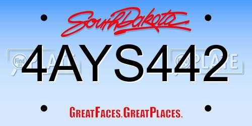 4AYS442 South Dakota License Plate