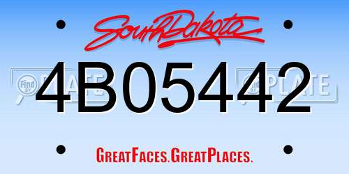 4B05442 South Dakota License Plate